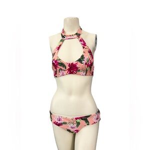 Tori Praver Swimwear Tropical Floral Bikini Set M Top L Bottom